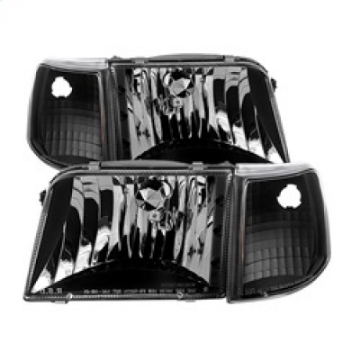 Picture of xTune Ford Ranger 93-97 Crystal Headlights w- Corner Lights 4pcs Sets Black HD-JH-FR93-SET-BK