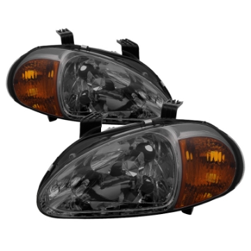 Picture of xTune Honda Del Sol 93-97 1Pc Amber Crystal Headlights Smoke HD-ON-HDEL93-1P-AM-SM