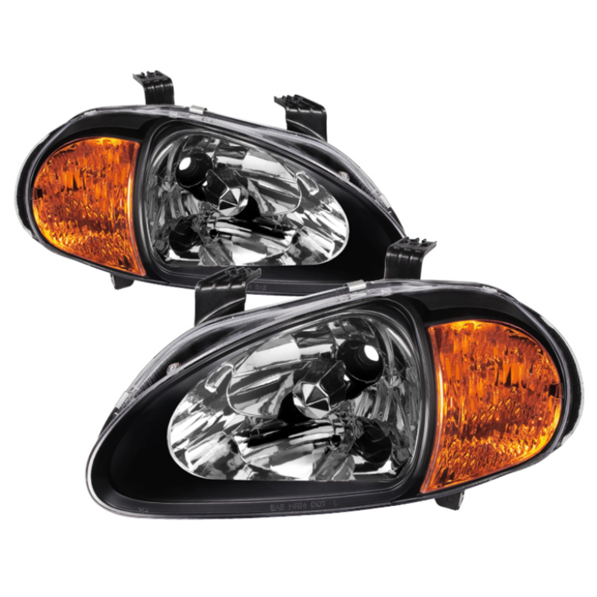 Picture of xTune Honda Del Sol 93-97 1Pc Amber Crystal Headlights Black HD-ON-HDEL93-1P-AM-BK