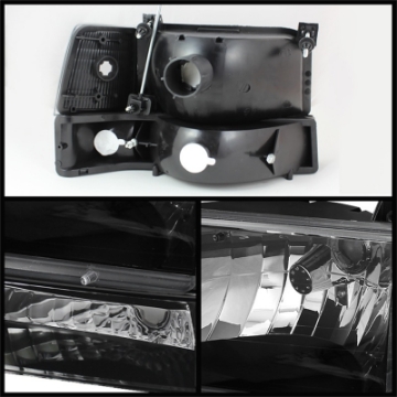 Picture of xTune Ford F150-Bronco 92-96 Headlights w-Corner Bumper 6pcs Amber- Black HD-JH-FB92-SET-AM-BK