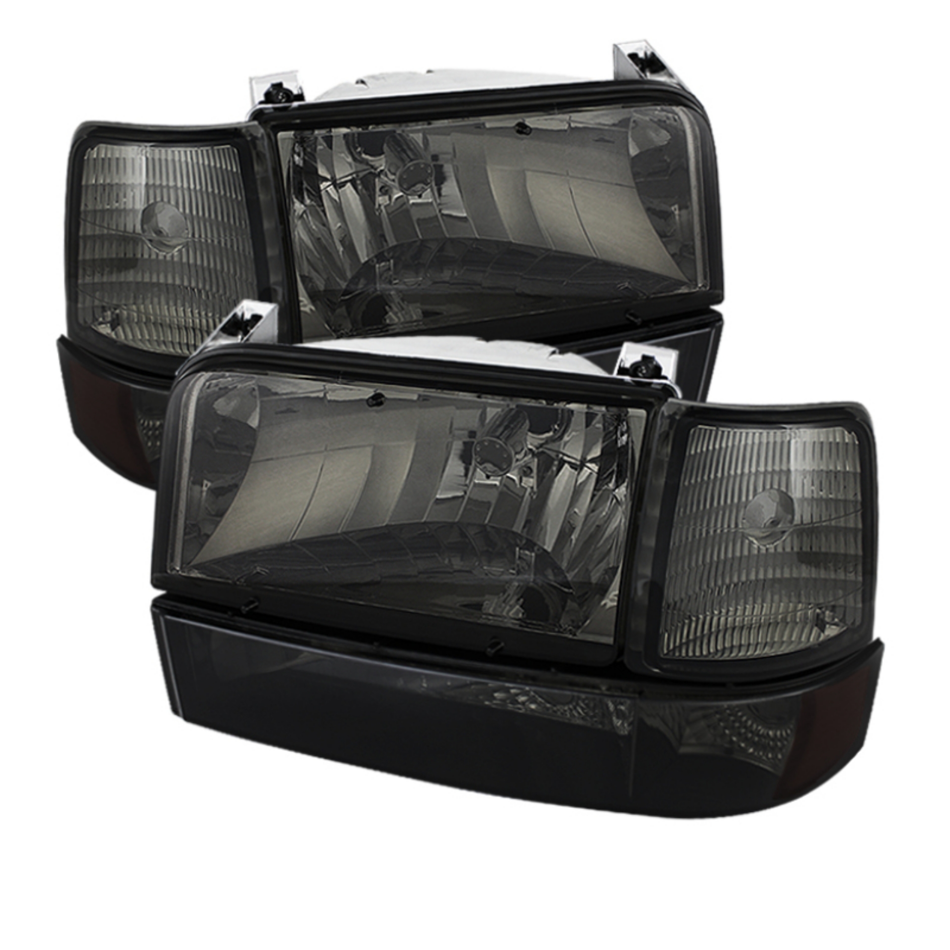 Picture of xTune Ford F150-Bronco 92-96 Headlights w-Corner Bumper 6pcs Amber- Smoke HD-JH-FB92-SET-AM-SM