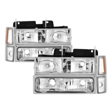 Picture of xTune Chevy Suburban 94-98 Headlights w- Corner & Parking Lights 8pcs Chrome HD-JH-CCK88-AM-C-SET