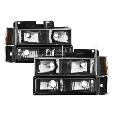 Picture of xTune Chevy Suburban 94-98 Headlights w- Corner & Parking Lights 8pcs Black HD-JH-CCK88-AM-BK-SET
