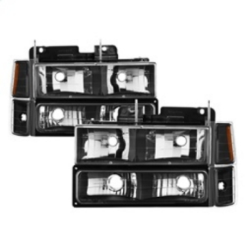 Picture of xTune Chevy Suburban 94-98 Headlights w- Corner & Parking Lights 8pcs Black HD-JH-CCK88-AM-BK-SET