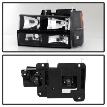 Picture of xTune Chevy Suburban 94-98 Headlights w- Corner & Parking Lights 8pcs Black HD-JH-CCK88-AM-BK-SET
