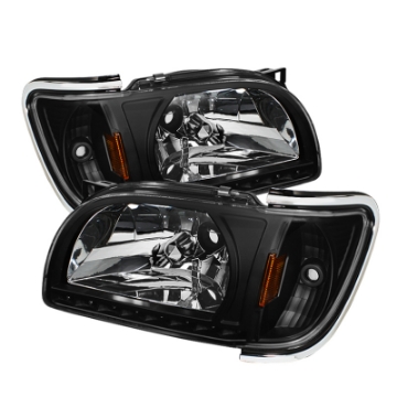 Picture of xTune Toyota Tacoma 01-04 1 Piece w- Chrome Trim Crystal Headlights Black HD-ON-TT01-1PC-LED-CC-BK
