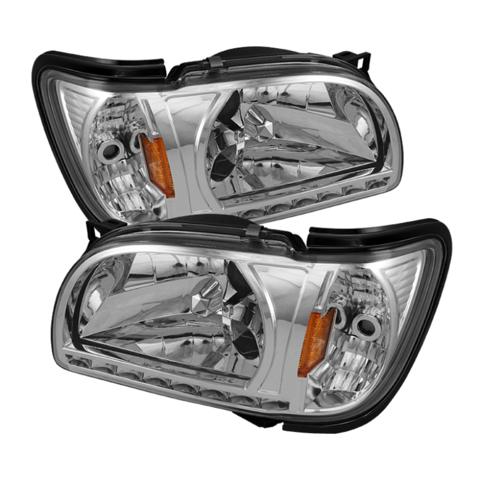 Picture of Xtune Toyota Tacoma 01-04 1 Piece w- Black Trim Corner Crystal Headlights HD-ON-TT01-1PC-LED-C