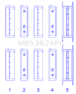 Picture of King Subaru EJ20-EJ22-EJ25 Thrust in #5 Position Tri-Metal Perf Main Bearing Set - Size +0-25mm
