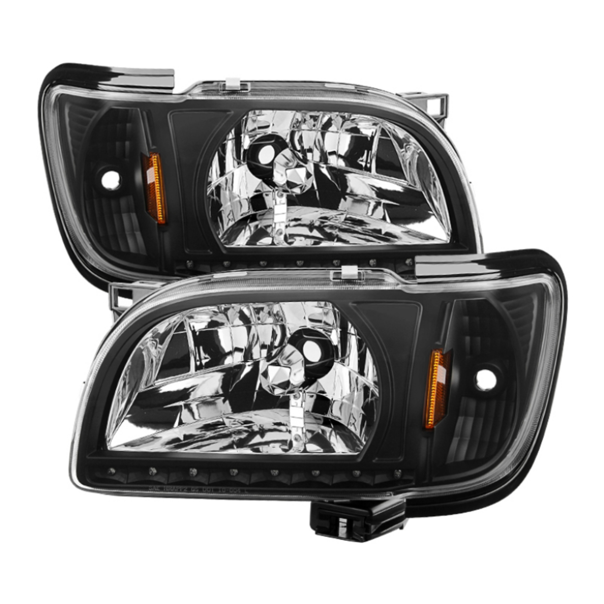 Picture of Xtune Toyota Tacoma 01-04 1 Piece w- Black Trim Crystal Headlights Black HD-ON-TT01-1PC-LED-BK