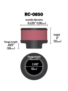 Picture of K&N Universal Chrome Filter 2-438in Flange ID x 5-125in OD x 2in H
