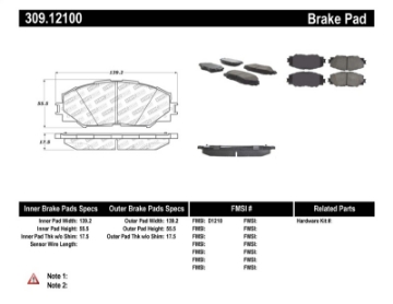 Picture of StopTech Performance 10 Lexus HS 250h - 09 Pontiac Vibe 1-8L - 08-09 Scion xB-xD Front Brake Pads