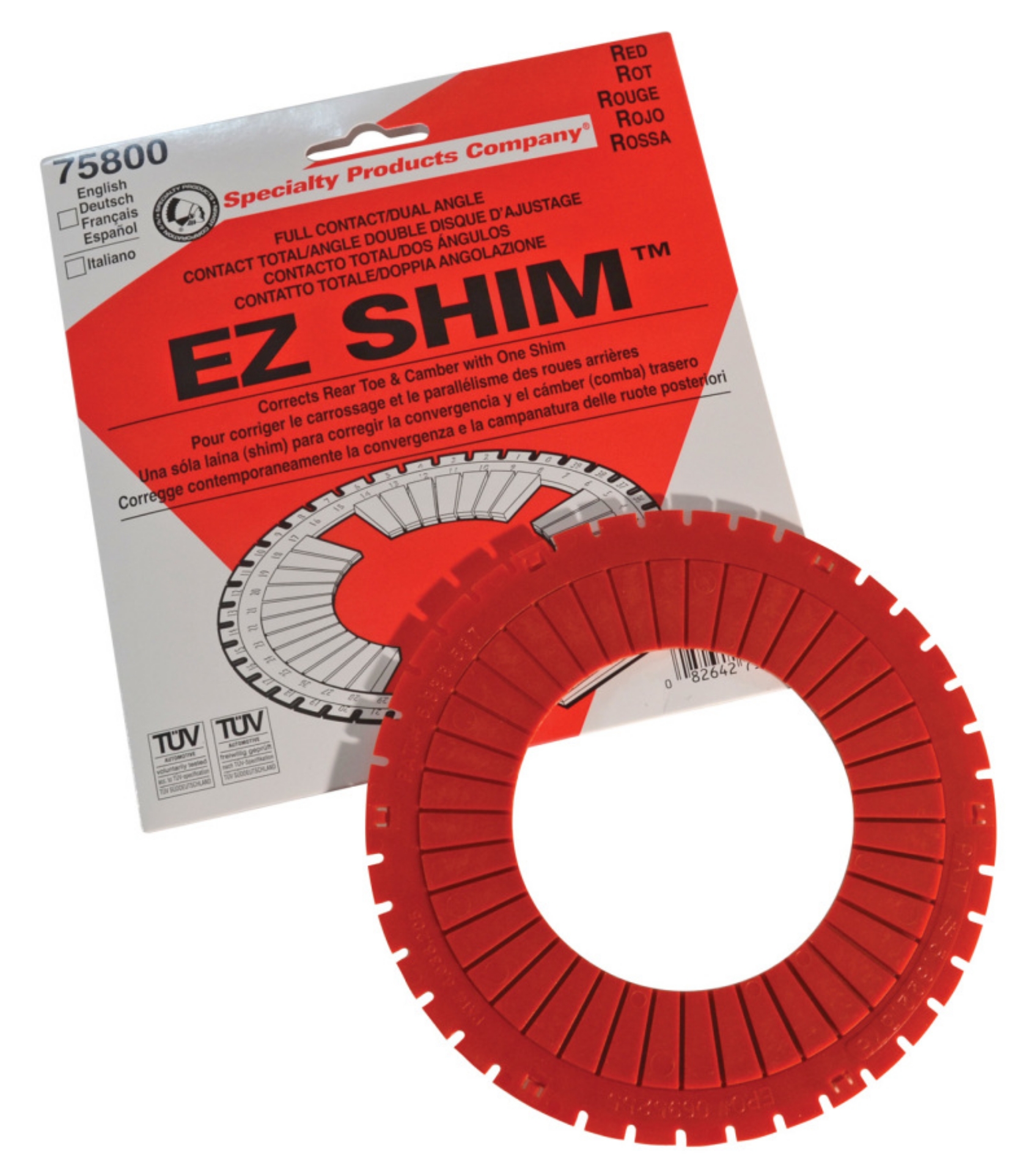 Picture of SPC Performance EZ Shim Dual Angle Camber-Toe Shim Red