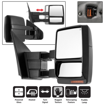 Picture of xTune Ford F150 07-14 Power Heated Amber LED Signal Telescoping Mirror Right MIR-FF15007S-PWH-AM-R