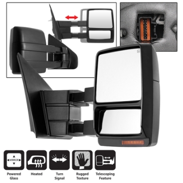 Picture of xTune Ford F150 04-06 Power Heated Amber LED Signal Telescoping Mirror Right MIR-FF15004S-PWH-AM-R
