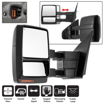 Picture of xTune Ford F150 07-14 Power Heated Amber LED Signal Telescoping Mirror Left MIR-FF15007S-PWH-AM-L