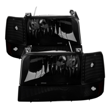 Picture of xTune Ford F150 92-96 Headlights w-Corner Bumper 6pcs Amber- Black Smoked HD-JH-FB92-SET-AM-BSM