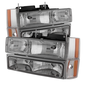 Picture of xTune GMC Yukon 92-93 Crystal Headlights w- Corner & Bumper Chrome HD-JH-GMCCK88-AM-C-SET