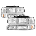 Picture of xTune Chevy Tahoe 00-06 Amber Crystal Headlights w- Bumper Lights Chrome HD-JH-CSIL99-SET-AM-C