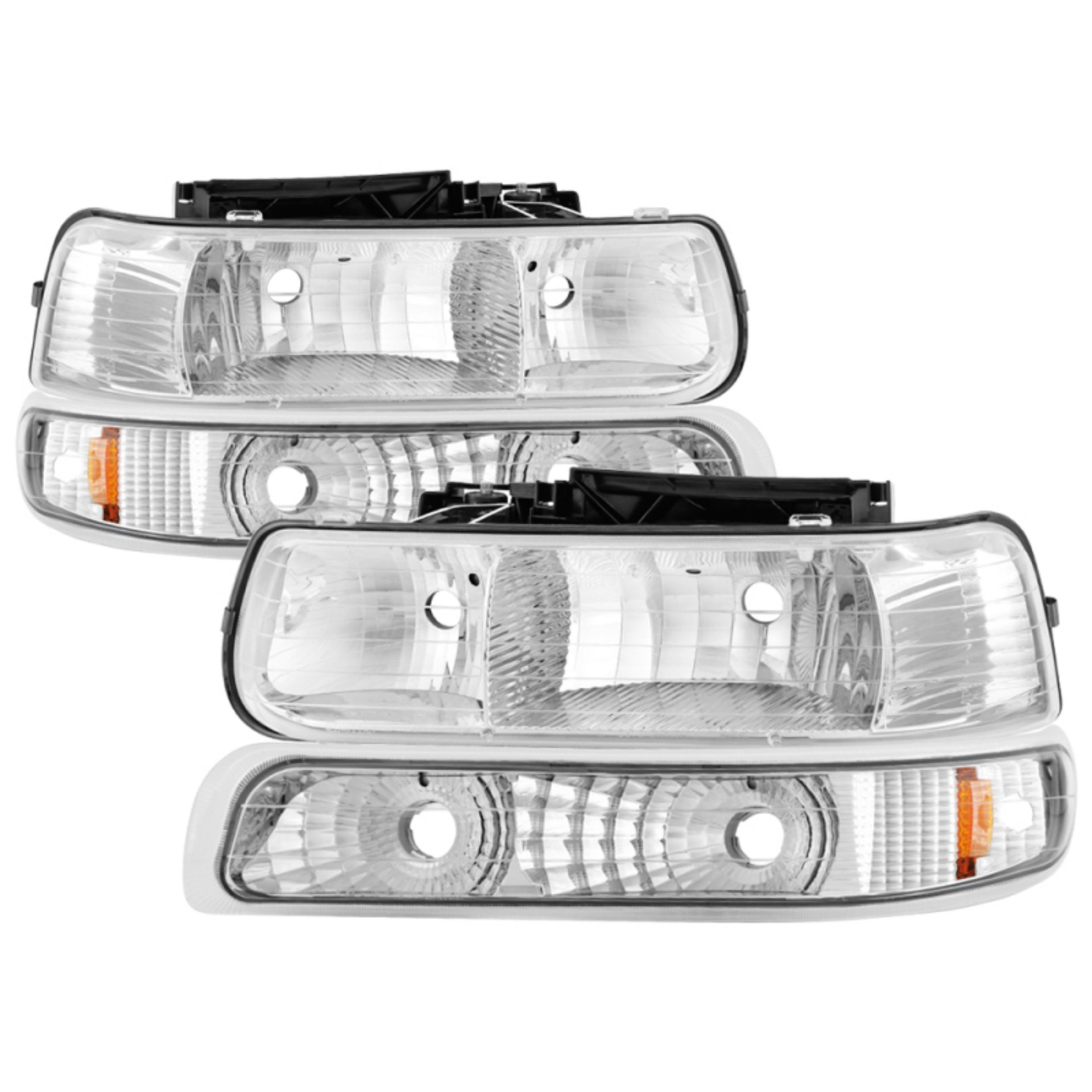 Picture of xTune Chevy Tahoe 00-06 Amber Crystal Headlights w- Bumper Lights Chrome HD-JH-CSIL99-SET-AM-C