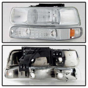 Picture of xTune Chevy Tahoe 00-06 Amber Crystal Headlights w- Bumper Lights Chrome HD-JH-CSIL99-SET-AM-C
