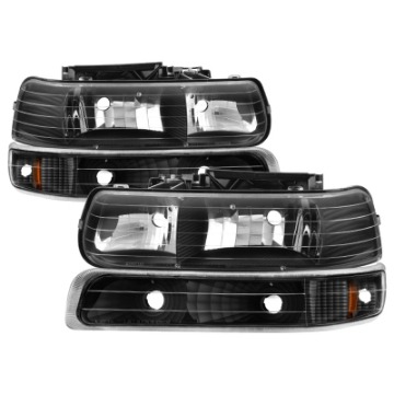 Picture of xTune Chevy Tahoe 00-06 Amber Crystal Headlights w- Bumper Lights Black HD-JH-CSIL99-SET-AM-BK