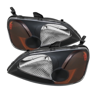 Picture of Xtune Honda Civic 01-03 2-4Dr Amber Crystal Headlights Black HD-JH-HC01-AM-BK