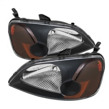 Picture of Xtune Honda Civic 01-03 2-4Dr Amber Crystal Headlights Black HD-JH-HC01-AM-BK