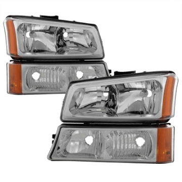 Picture of xTune Chevy Silverado 2500HD 03-06 Crystal Headlights w- Bumper Lights Chrome HD-JH-CSIL03-AM-C-SET