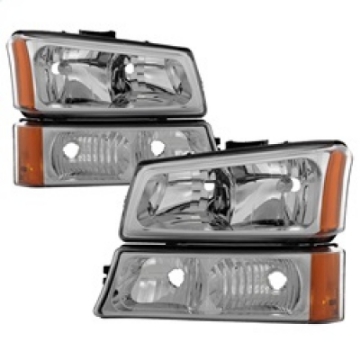 Picture of xTune Chevy Silverado 2500HD 03-06 Crystal Headlights w- Bumper Lights Chrome HD-JH-CSIL03-AM-C-SET