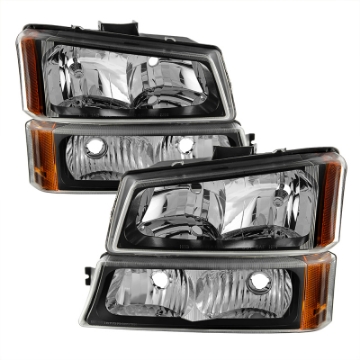 Picture of xTune Chevy Silverado 2500HD 03-06 Crystal Headlights w- Bumper Lights Black HD-JH-CSIL03-AM-BK-SET