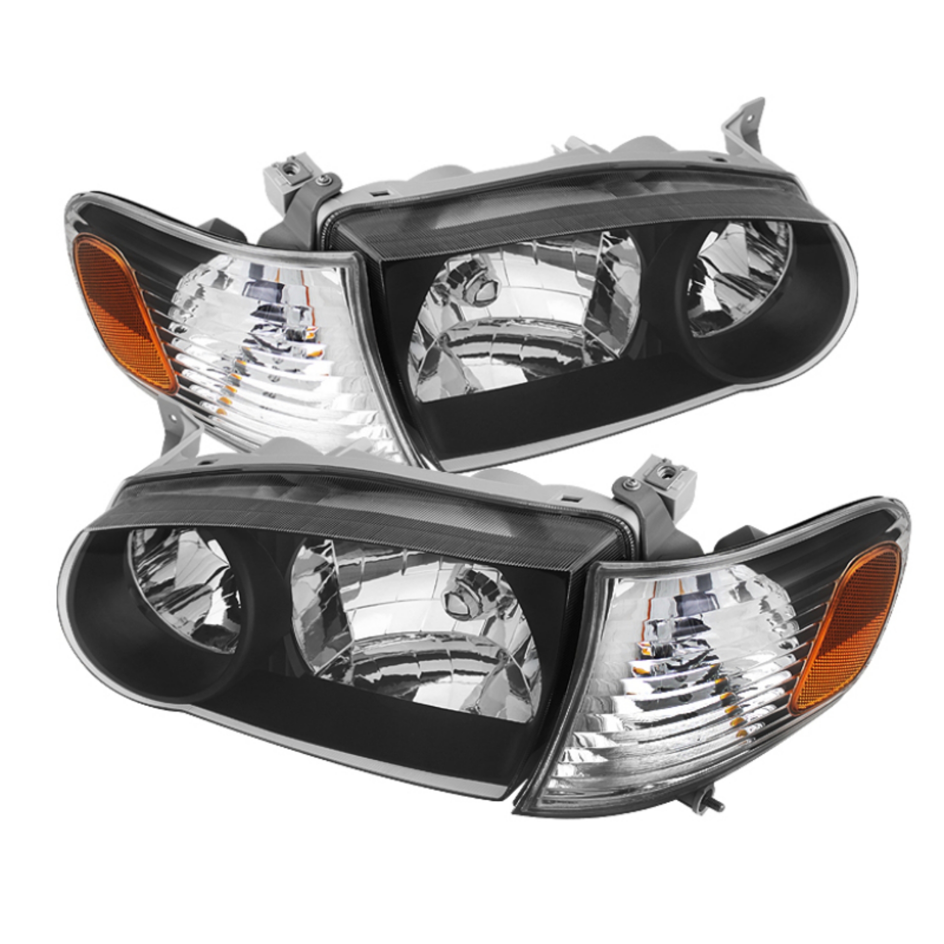 Picture of xTune Toyota Corolla 01-02 Crystal Headlights w- Amber Corner Lights Black HD-JH-TC01-AM-BK
