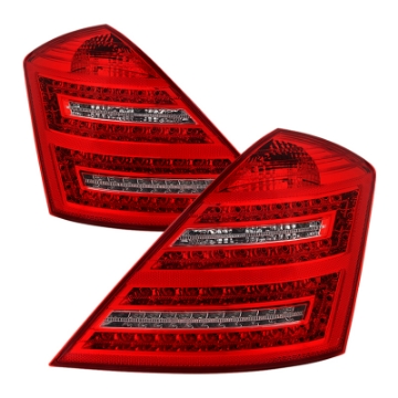 Picture of xTune Mercedes Benz W221 S-Class 07-09 LED Tail Lights Red Clear ALT-JH-MBW221-LED-RC