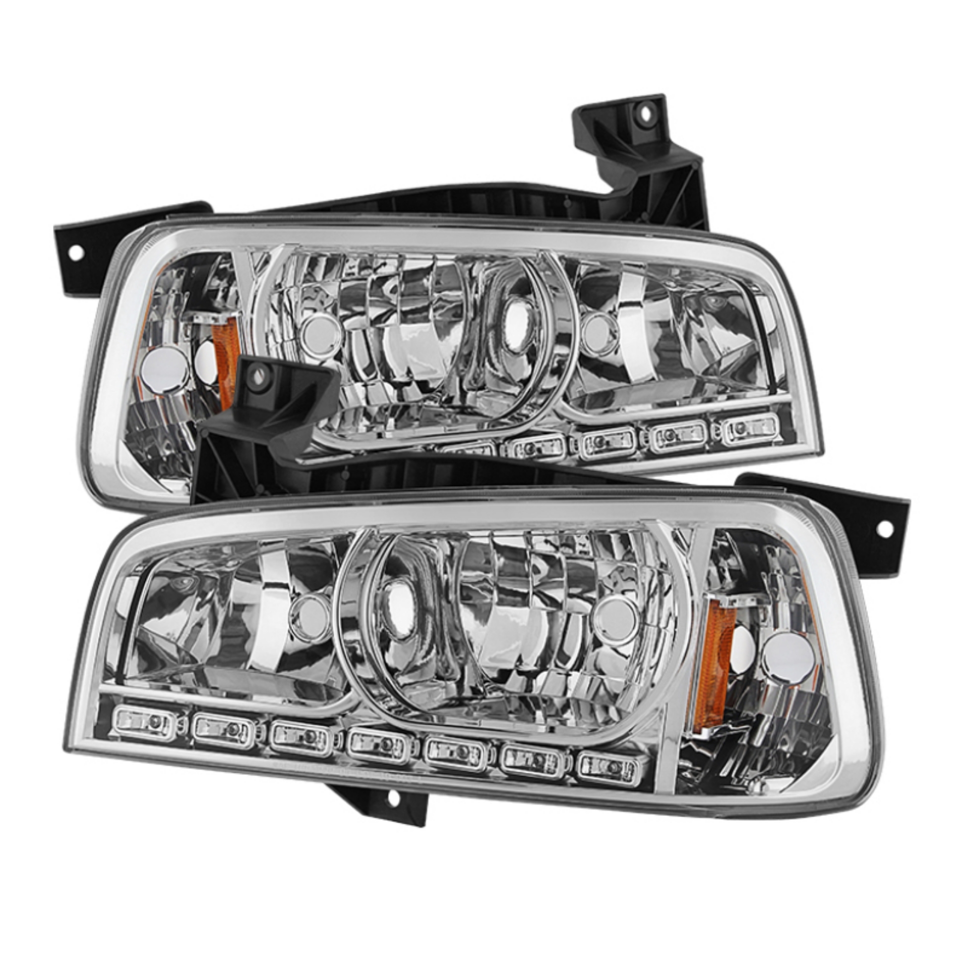 Picture of xTune Dodge Charger 06-10 1Pc LED Crystal Headlights Chrome HD-ON-DCH05-1PC-LED-C