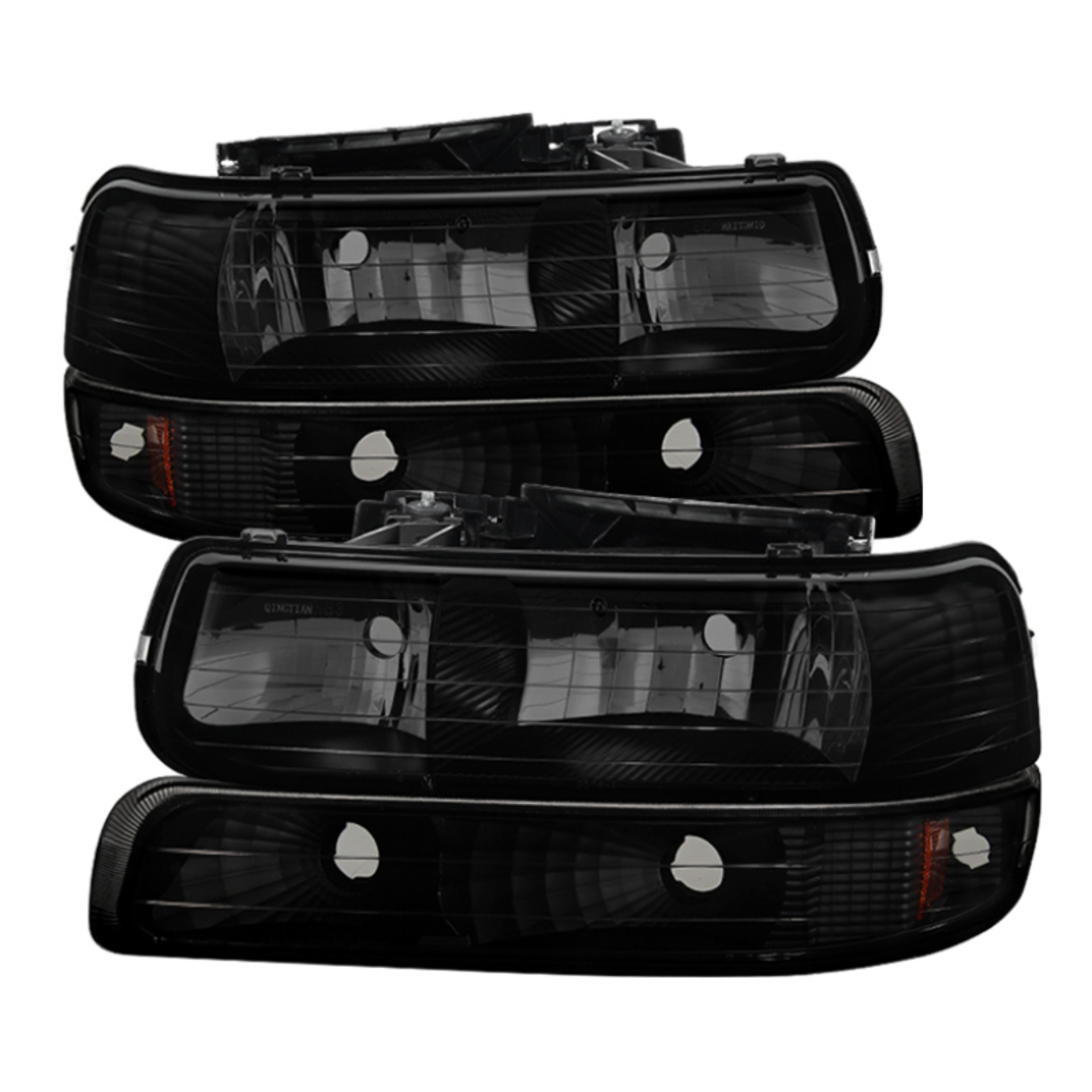 Picture of xTune Chevy Tahoe 00-06 Amber Crystal Headlights w- Bumper Lights Black Smoke HD-JH-CSIL99-SET-BSM