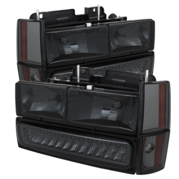 Picture of xTune GMC Yukon 92-93 Crystal Headlights w- Corner & LED Bumper Smoke HD-JH-GMCCK88-LED-AM-SM-SET