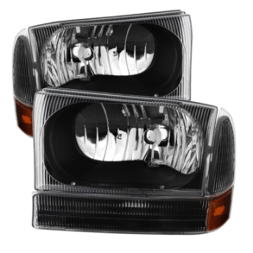Picture of xTune Ford F250-350-450 Superduty 99-04 Crystal Headlights w- Bumper Lights HD-JH-FF25099-AM-BK