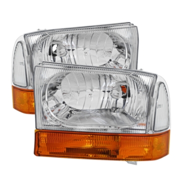 Picture of xTune Ford F250-350-450 Superduty 99-04 Crystal Headlights Chrome HD-JH-FF25099-AMB