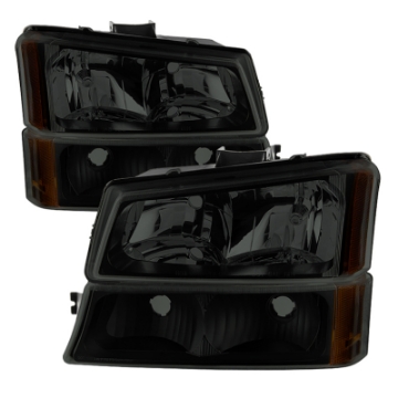 Picture of xTune Chevy Silverado 2500HD 03-06 Crystal Headlights w- Bumper Lights HD-JH-CSIL03-AM-BSM-SET