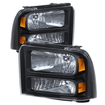 Picture of xTune Ford F250-350-450 Super Duty 05-07 Crystal Headlights Black HD-JH-FS05-AM-BK