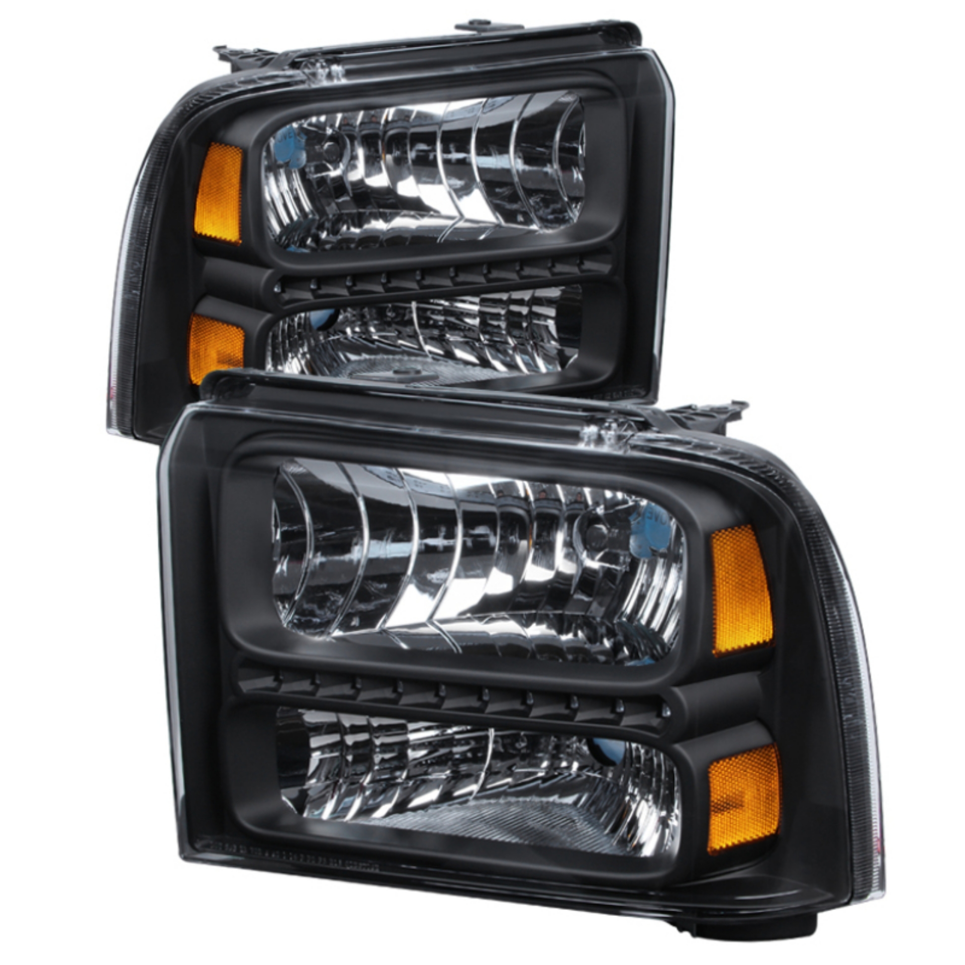 Picture of xTune Ford F250-350-450 Super Duty 05-07 Crystal Headlights w- LED Black HD-JH-FS05-LED-BK