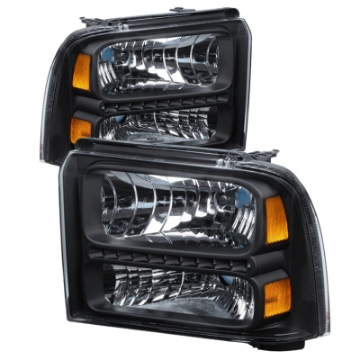 Picture of xTune Ford F250-350-450 Super Duty 05-07 Crystal Headlights w- LED Black HD-JH-FS05-LED-BK