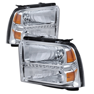 Picture of xTune Ford F250-350-450 Super Duty 05-07 Crystal Headlights w- LED Chrome HD-JH-FS05-LED-C