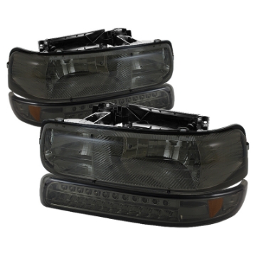 Picture of xTune Chevy Tahoe 00-06 Headlights w- LED Bumper Lights Amber Smoke HD-JH-CSIL99-LED-SET-SM