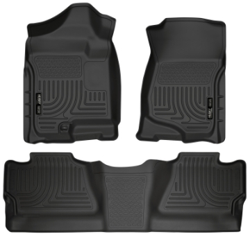 Picture of Husky Liners 07-12 Chevy Silverado-GMC Sierra Crew Cab WeatherBeater Combo Black Floor Liners