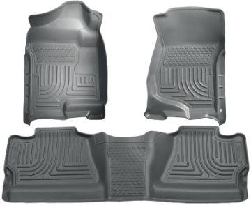 Picture of Husky Liners 07-12 Chevy Silverado-GMC Sierra Crew Cab WeatherBeater Combo Gray Floor Liners