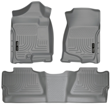Picture of Husky Liners 07-12 Chevy Silverado-GMC Sierra Crew Cab WeatherBeater Combo Gray Floor Liners