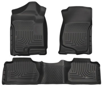 Picture of Husky Liners 07-12 Chevy Silverado-GMC Sierra Extended Cab WeatherBeater Combo Black Floor Liners