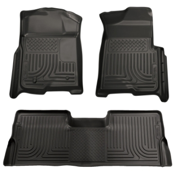 Picture of Husky Liners 08-10 Ford SD Crew Cab WeatherBeater Combo Black Floor Liners w-o Manual Trans Case