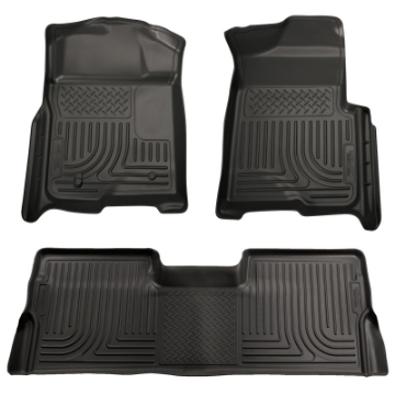 Picture of Husky Liners 08-10 Ford SD Super Cab WeatherBeater Combo Black Floor Liners w-o Manual Trans Case