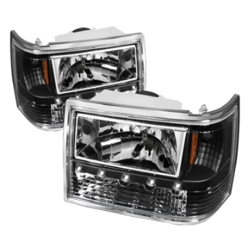Picture of xTune Jeep Grand Cherokee 93-98 1Pc Crystal Headlights Black HD-ON-JGC93-1PC-LED-BK